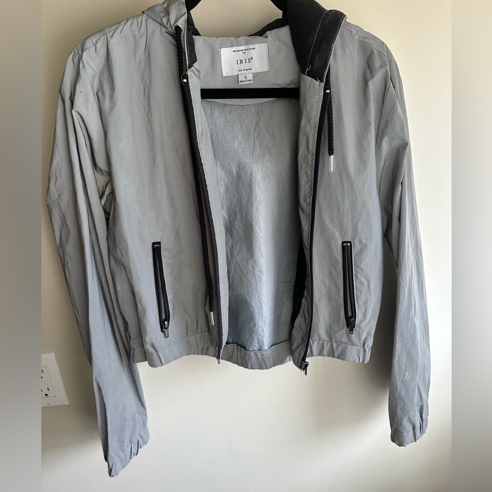 Woman's reflective grey jacket